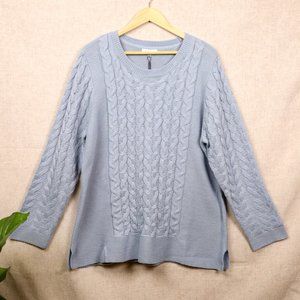 Calvin Klein Women Plus Size Cable Knit Crewneck Sweater Blue Size 1X NWT